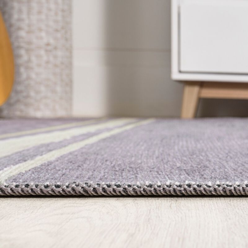 Bande Distressed Ticking Stripe Machine Washable Area Rug