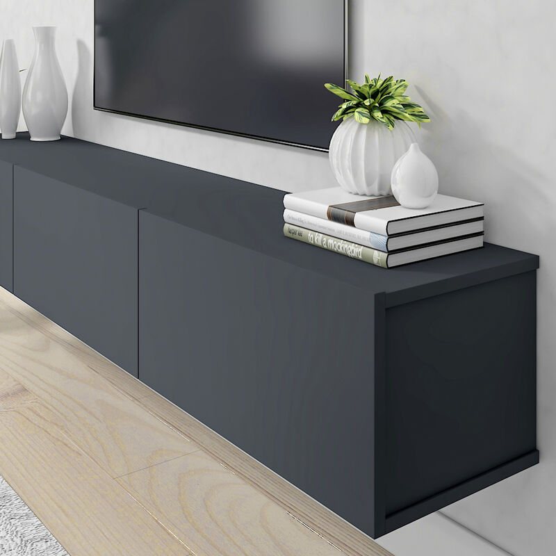 Ozge Floating 3 -Cabinet Tv Stand Sapphire