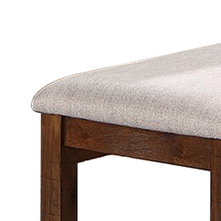 48 Inch Classic Fabric Upholstered Dining Bench, Pine Wood, Ivory and Brown-Benzara