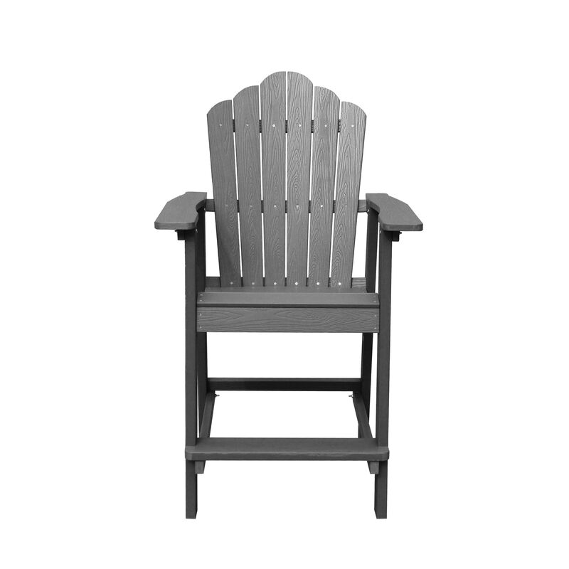 MONDAWE  Tall Patio Adirondack Chair Outdoor HIPS Frame Plastic Bar Stool Gray 1-Pack