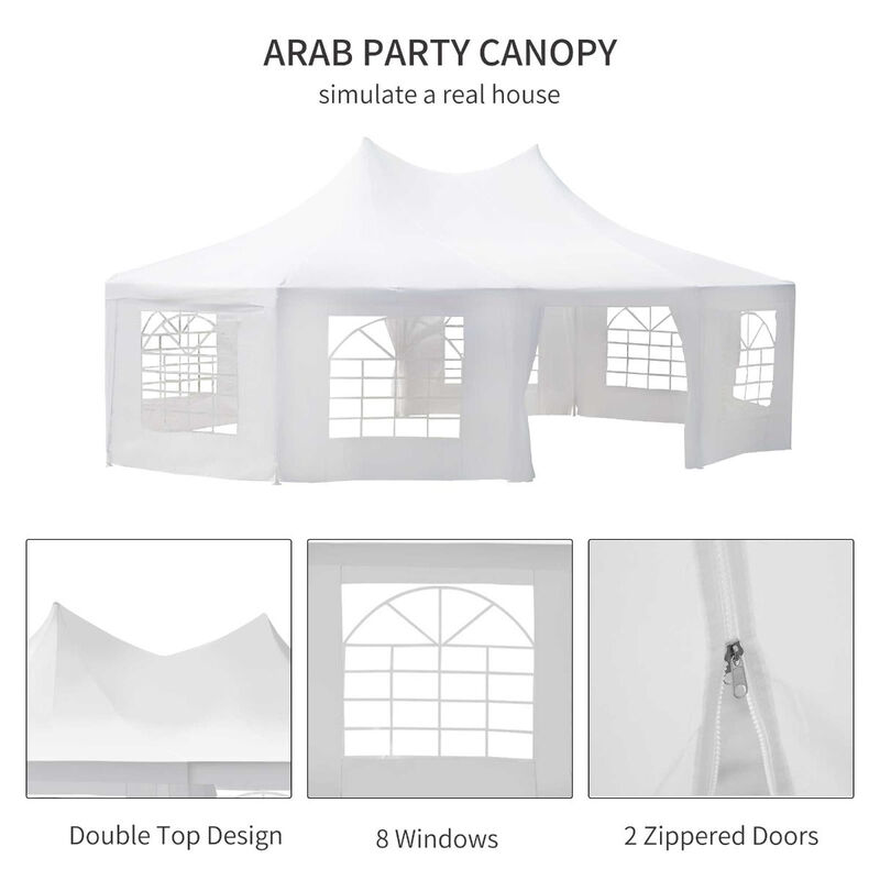 29' x 20' Large 10-Wall Event Wedding Gazebo Canopy Tent with Open Floor Design & Weather Protection  White