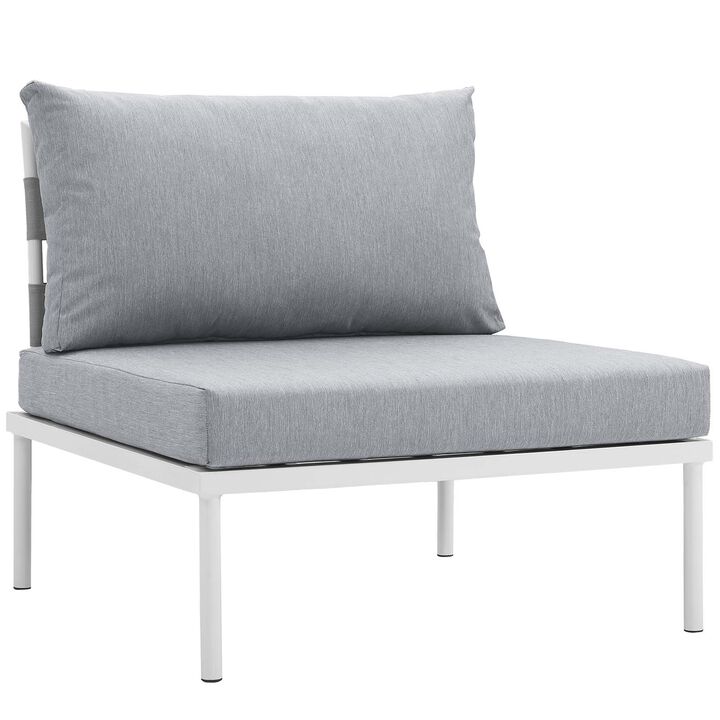 Harmony 5 Piece Outdoor Patio Aluminum Sectional Sofa Set - White Gray