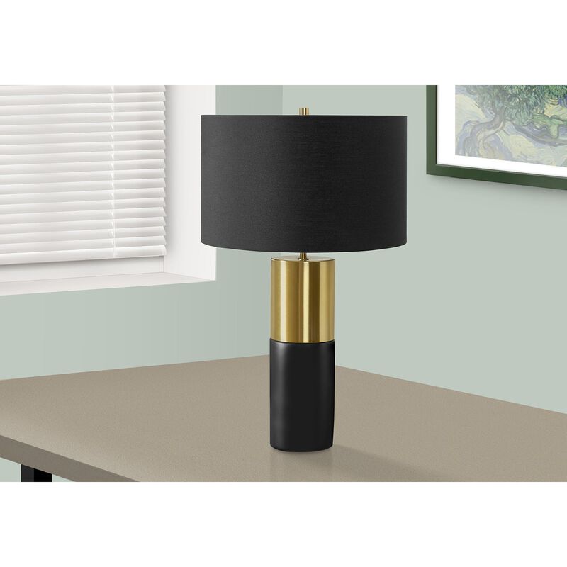 Monarch Specialties I 9629 - Lighting, 25"H, Table Lamp, Black Concrete, Black Shade, Contemporary