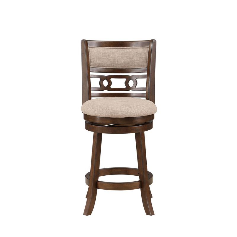 New Classic Furniture Gia 24 Solid Wood Swivel Counter Stool with Fabric Seat in Cherry