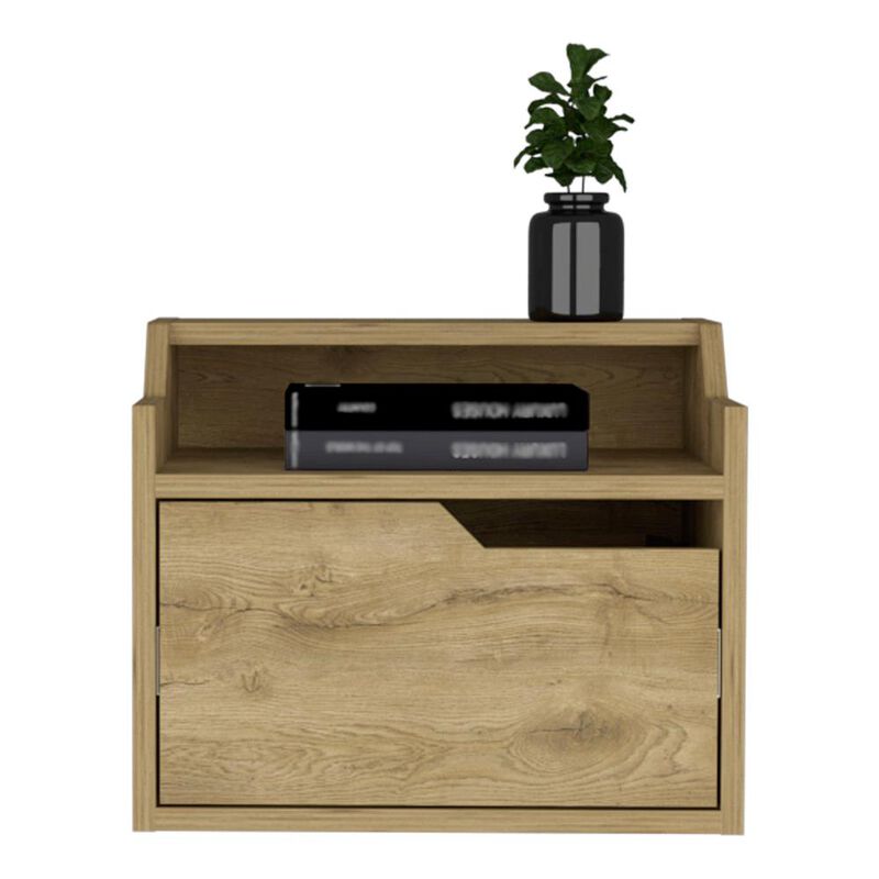 Floating Nightstand, Modern Dual-Tier Design with Spacious Single Drawer Storage