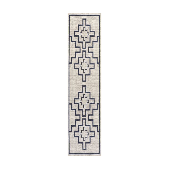 Ashkii Minimalist Medallion Machine Washable Area Rug