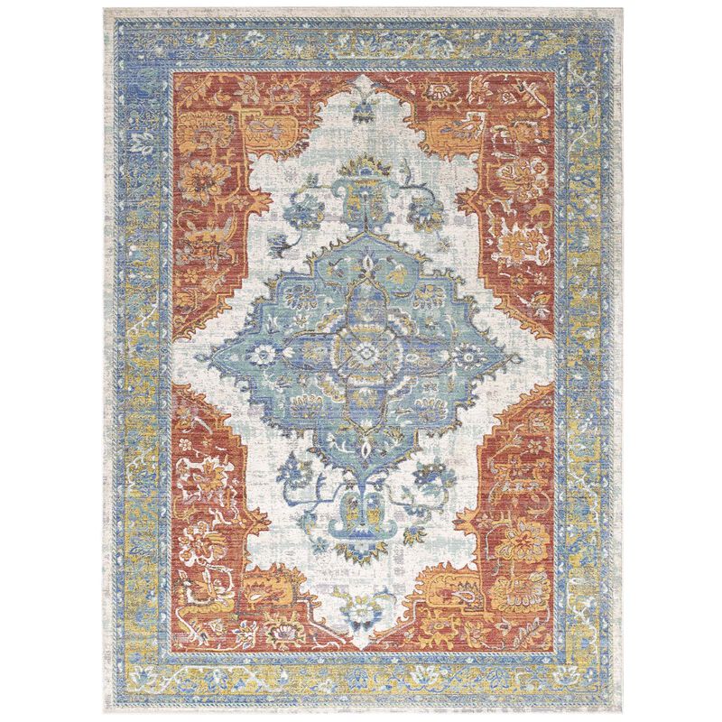 Citlali Distressed Southwestern Aztec 4x6 Area Rug - Multicolored