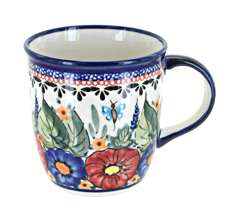 Blue Rose Polish Pottery Nature Plain Coffee Mug