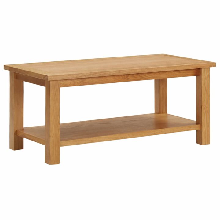 vidaXL Coffee Table 35.4"x17.7"x15.7" Solid Oak Wood