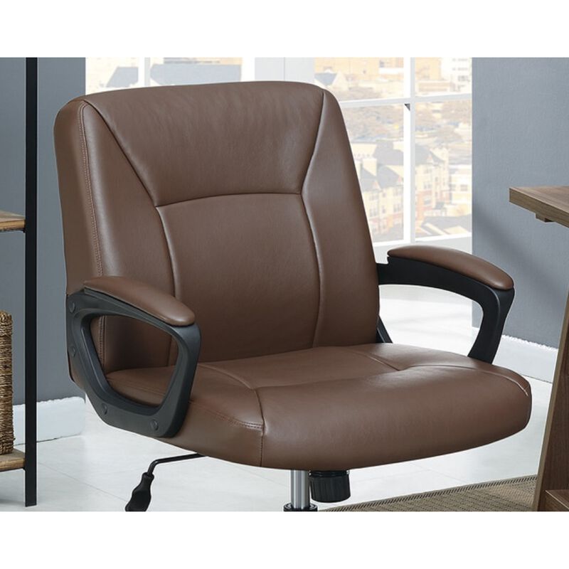 Relax Cushioned Office Chair 1 Piece Brown Color Upholstered Seat Back Adjustable Chair Comfort