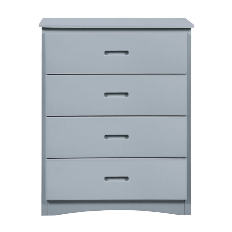 Transitional Wooden Chest with 4 Drawers and Recessed Handles, Gray-Benzara