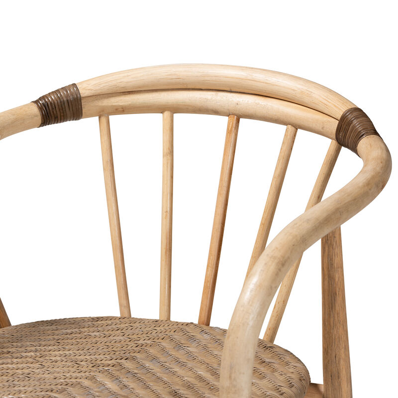 bali & pari Kyoto Modern Bohemian Natural Brown Rattan Dining Chair