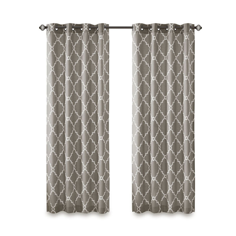 Gracie Mills Ondine Scroll Geometric Fretwork Grommet Window Curtain Panel