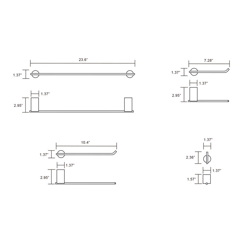 4 Piece Stainless Steel Bathroom Towel Rack Set in Matte Black