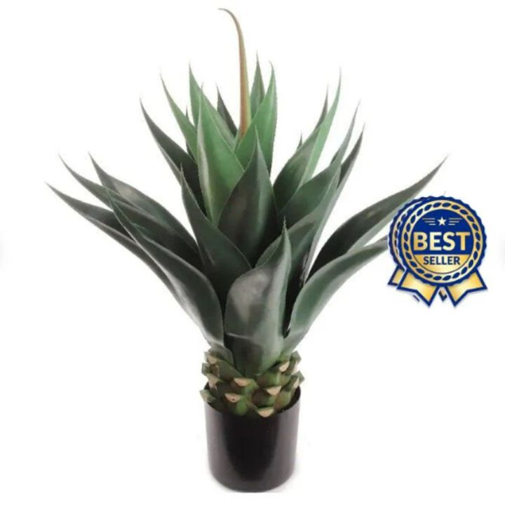 ArtfulLiving 35.4 Artificial Agave Plant with 24 Leaves in Pot - Realistic Faux Greenery for Indoor/Outdoor Décor - Low-Maintenance, Premium Quality, Enhance Home & Garden Ambiance"