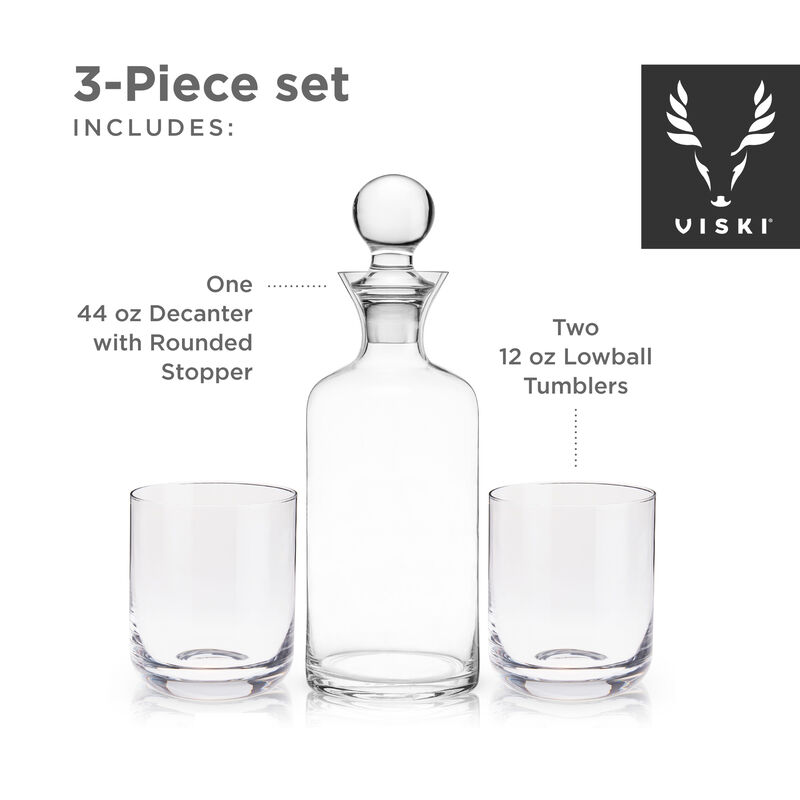 Raye Modern Crystal Liquor Decanter and Tumbler Set