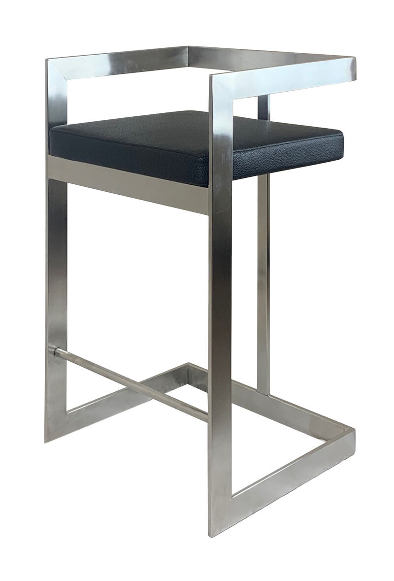 Counter Chair, 26", Black, Stainless Steel Base