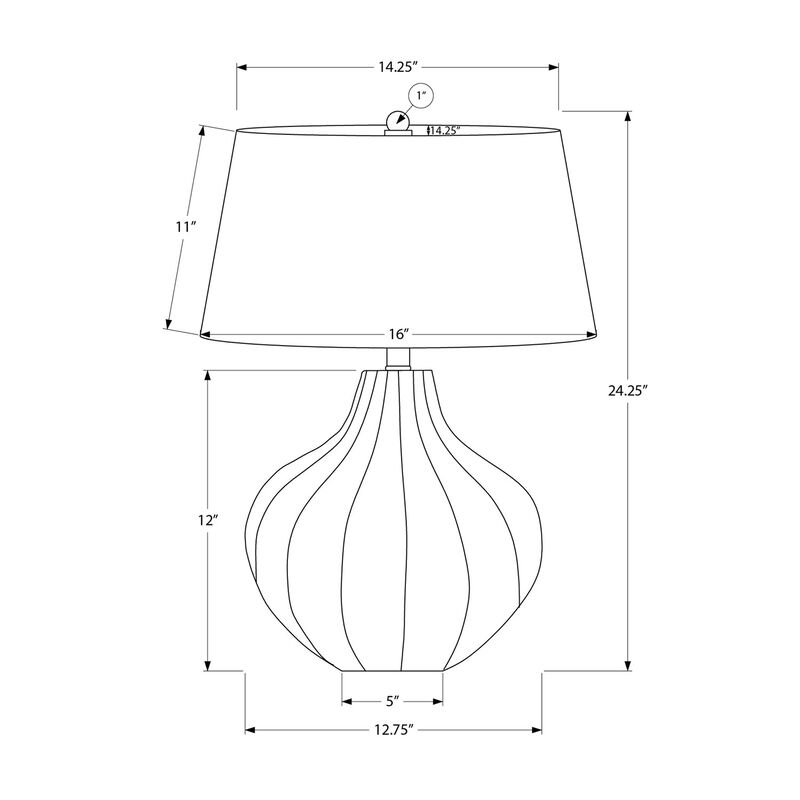 Monarch Specialties I 9612 - Lighting, 24"H, Table Lamp, Blue Ceramic, Ivory / Cream Shade, Transitional