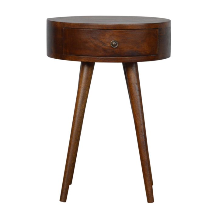 Nordic Chestnut Circular Shaped Nightstand