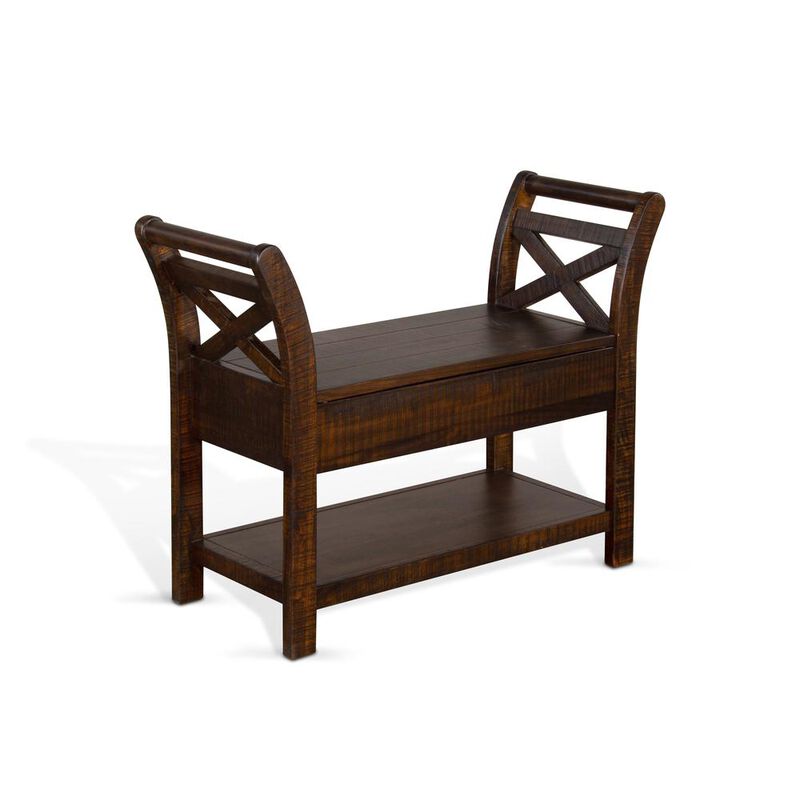 Sunny Designs Accent Bench with Storage, Wood Seat