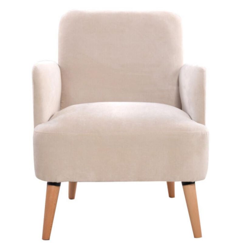 Modern Big Seat Upholstered Armrest Chair-Beige