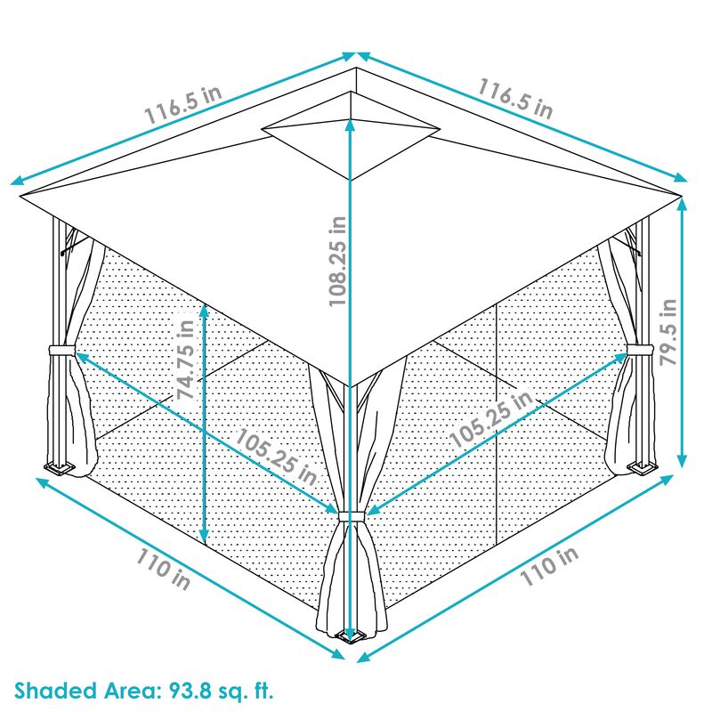 Sunnydaze 10 ft x 10 ft Soft Top Polyester Gazebo with Privacy Wall