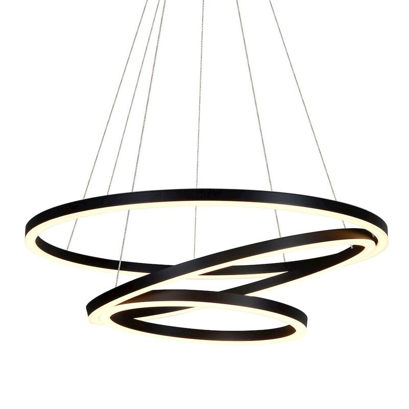 VONN Lighting Integrated LED Chandelier Height Adjustable Circular Pendant Light in Black