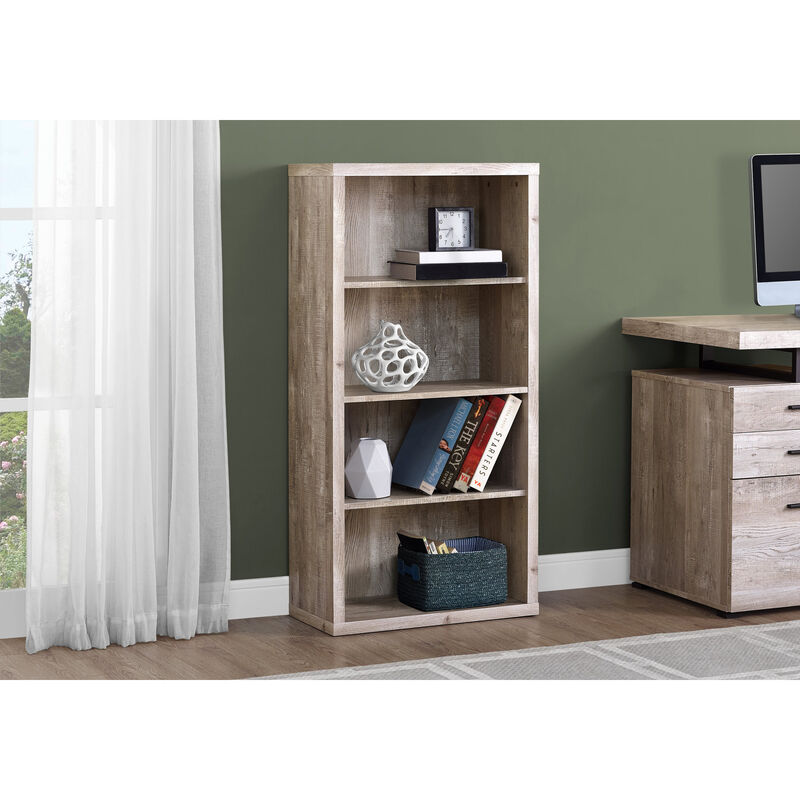 Monarch Specialties I 7406 Bookshelf, Bookcase, Etagere, 5 Tier, 48"H, Office, Bedroom, Laminate, Beige, Contemporary, Modern