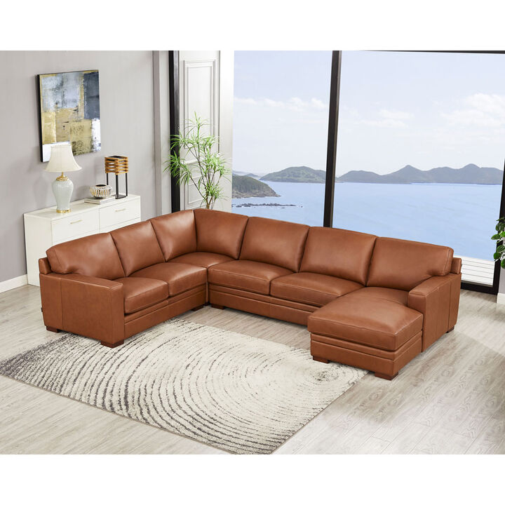 Dillon Top Grain Leather U-Shaped Sectional with Right Chaise