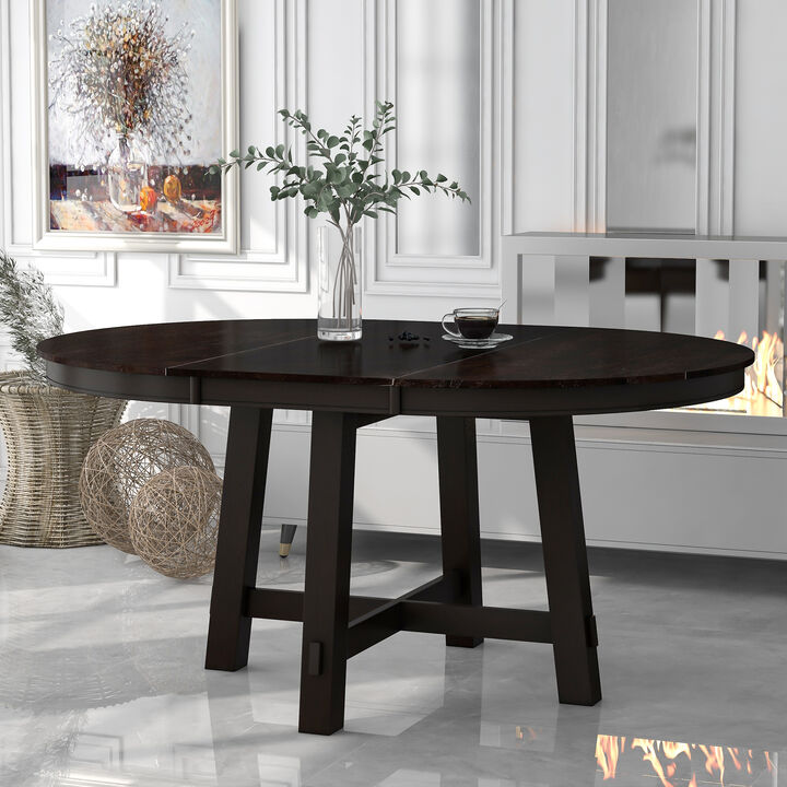 Merax Farmhouse Round Extendable Dining Table