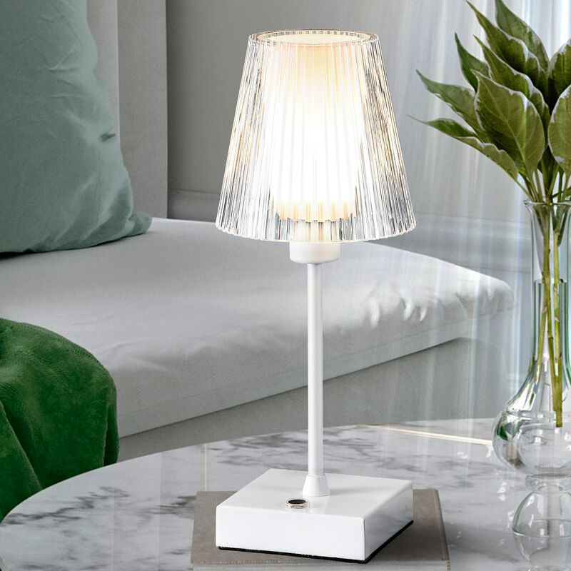 Oscar Modern Industrial Rechargeablecordless Iron/Acrylic Integrated LED Table Lamp with Ribbed S