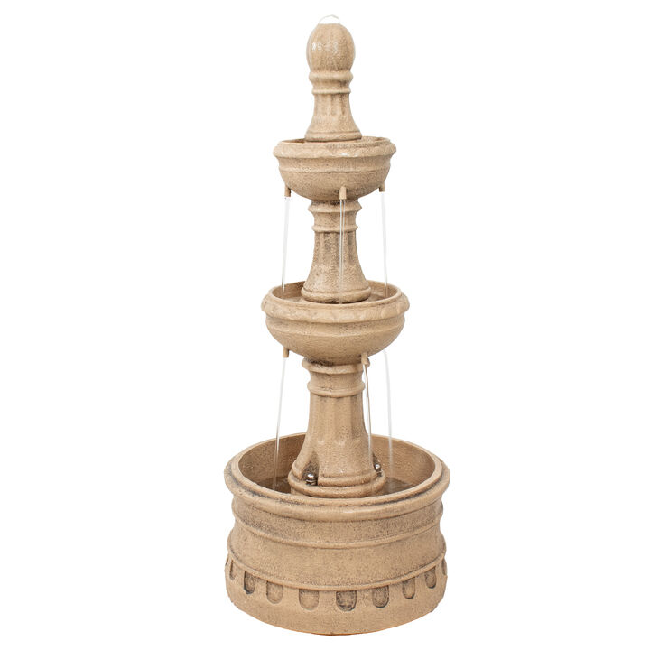 Sunnydaze Cyprus 3-Tier Polyresin Outdoor Fountain