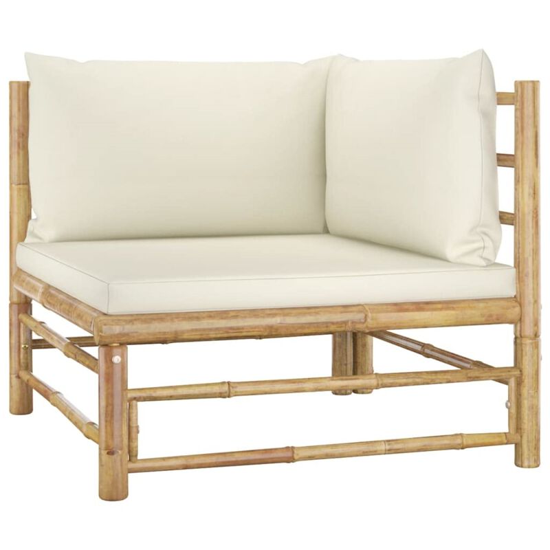 vidaXL 12 Piece Garden Lounge Set with Cream White Cushions Bamboo