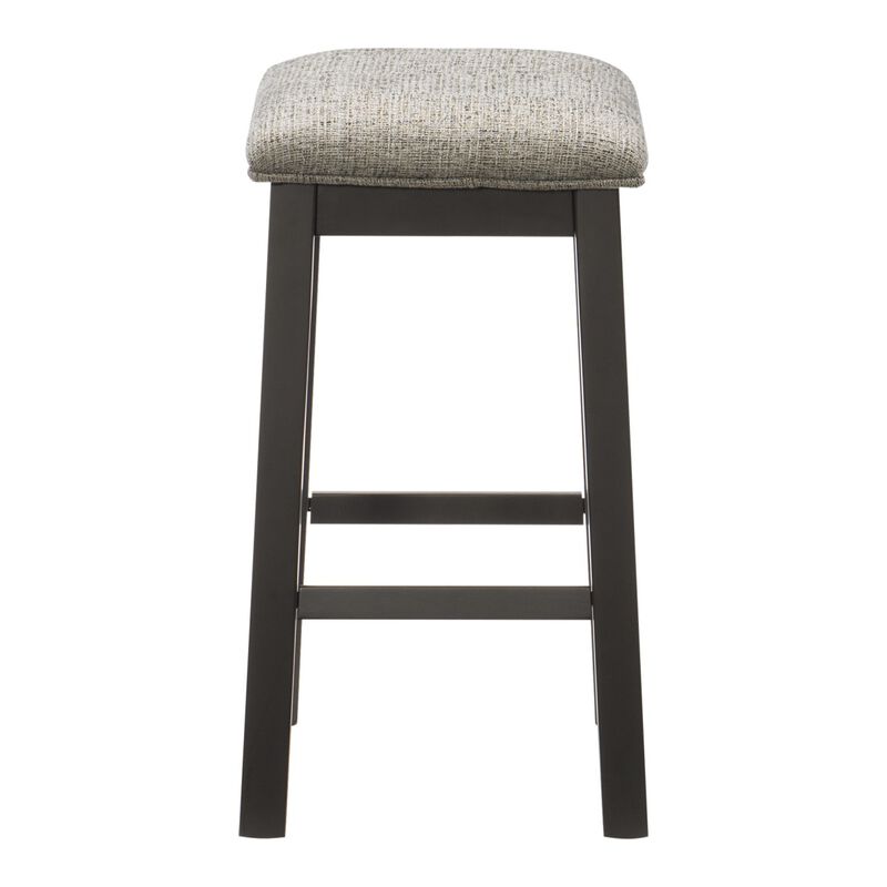 Modern Aesthetic Set of 2 Counter Height Stool Gunmetal-Gray Finish Wood Fabric Covered Padded Seat