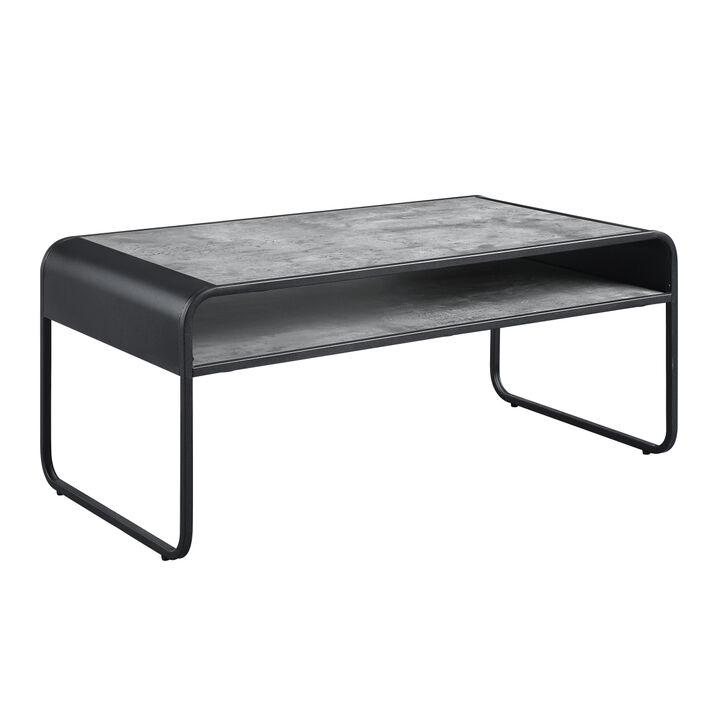 Raziela Coffee Table, Concrete Gray & Black Finish