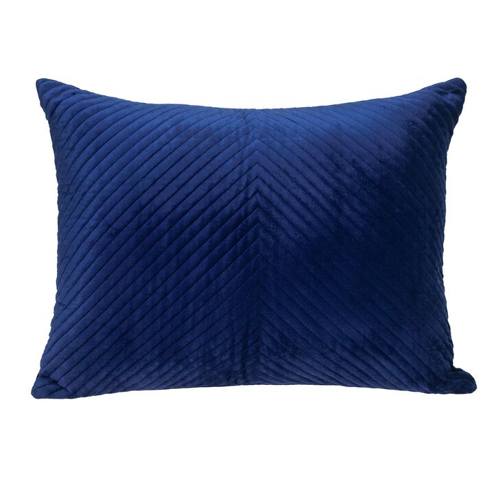 24" Blue Textured Rectangular Cotton Throw Pillow