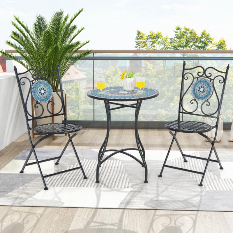 Hivvago Set of 2 Patio Mosaic Chairs Metal Folding Chairs