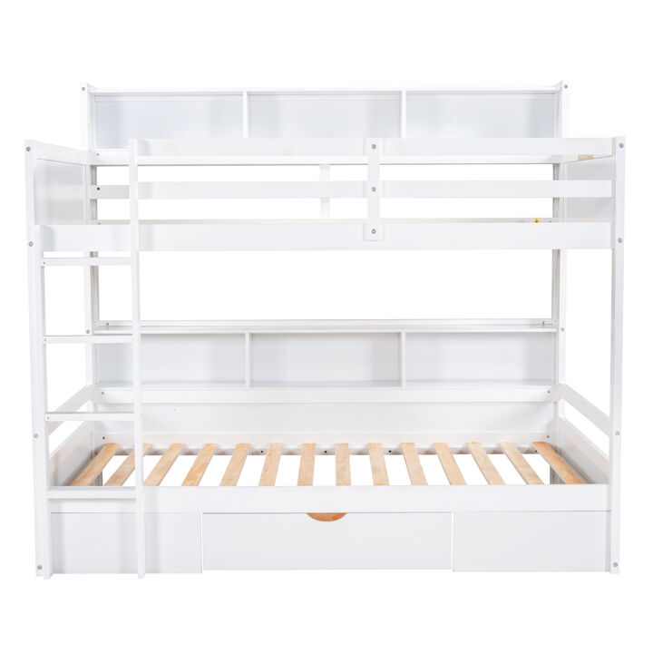 Merax Modern Bunk Bed with Built-in Shelves