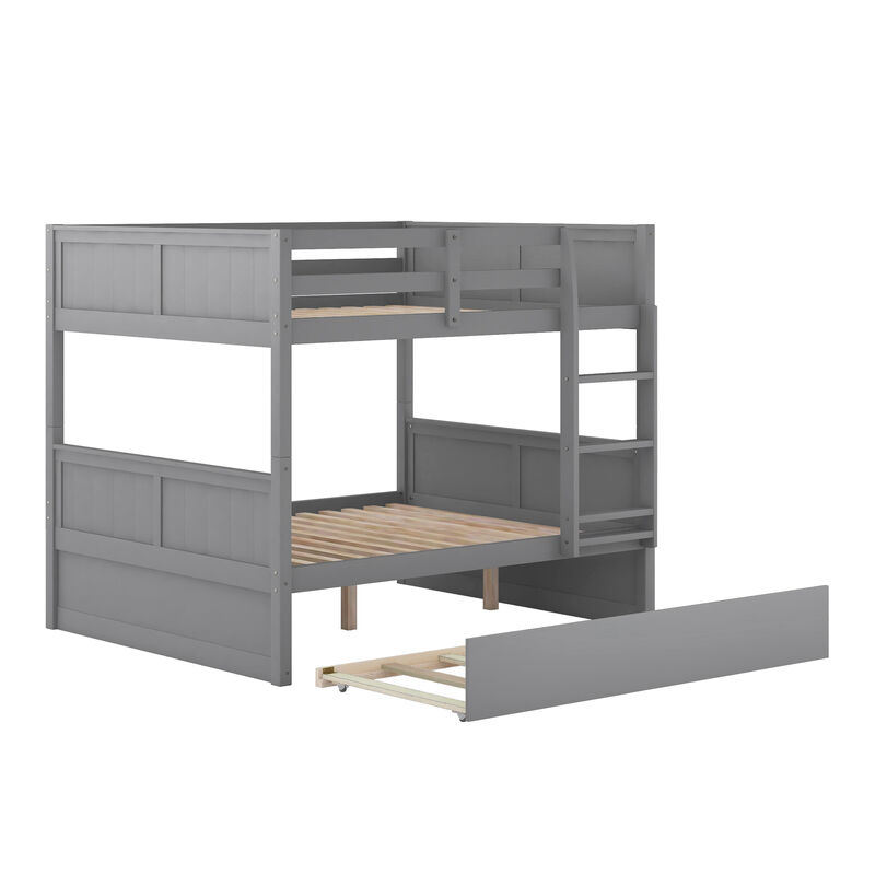 Merax Modern Solid Bunk Bed with Trundle