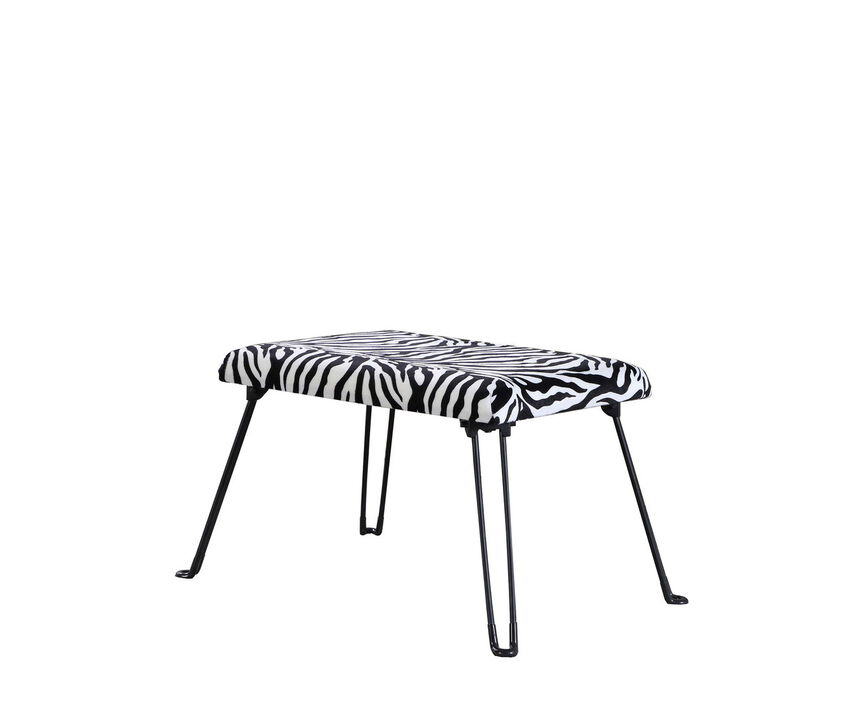 17" Tall Backless Accent Seat with Foldable Legs, Zebra