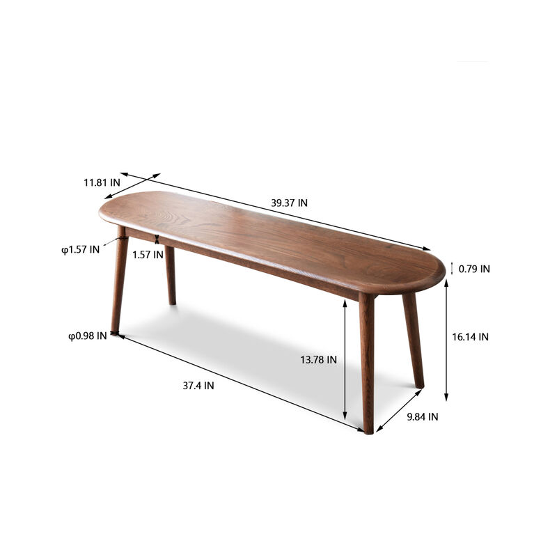 Natural Oak Wood Dining Bench Bed Bench for Dining Room, Bedroom