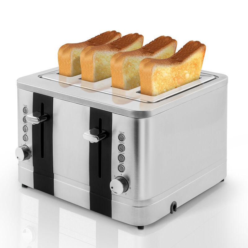 4-Slice Toaster Stainless Steel Toaster 7 Shade Setting Extra Wide Slots Sliver