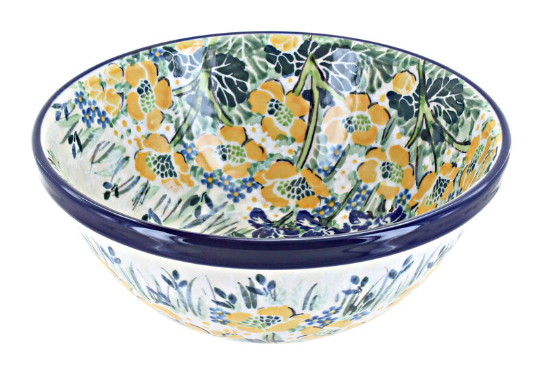 Blue Rose Polish Pottery Georgia Blue Cereal/Soup Bowl