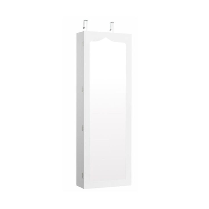 Hivvago 5 LEDs Jewelry Armoire Wall Mounted / Door Hanging Mirror-White