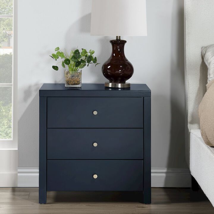 Nolan 3-drawer Nightstand - Midnight Blue