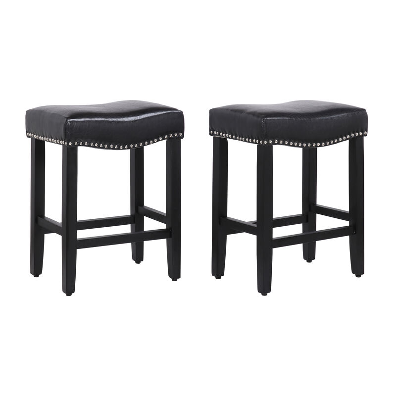 WestinTrends 24" Upholstered Saddle Seat Counter Stool (Set of 2)
