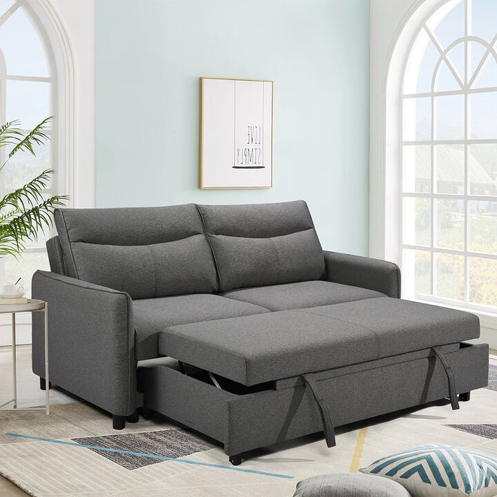 MONDAWE 3 in 1 Convertible Sleeper Sofa Bed Modern Fabric Loveseat Futon Sofa Couch Pullout Bed Reclining Backrest