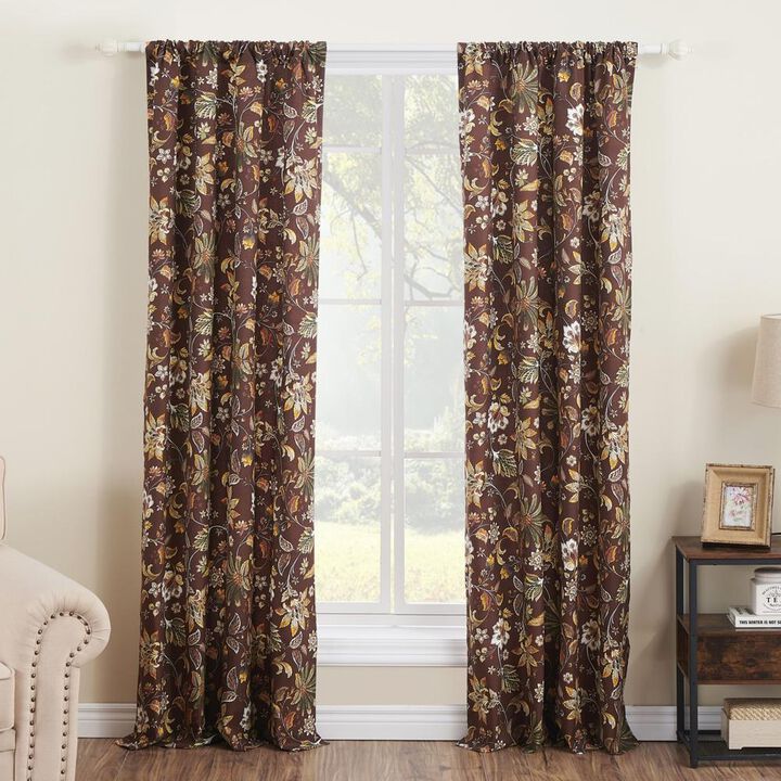 Barefoot Bungalow Audrey Curtain Panel Set - 84x84", Chocolate