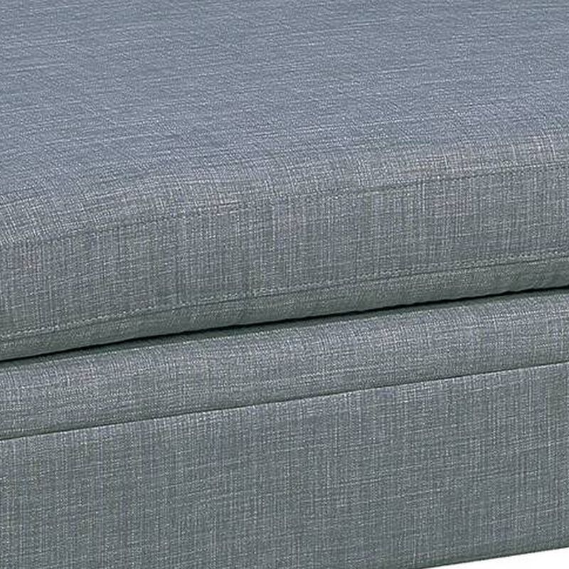 37 Inch Ottoman, Padded Square Seat, Smooth Steel Gray Dorris Fabric-Benzara