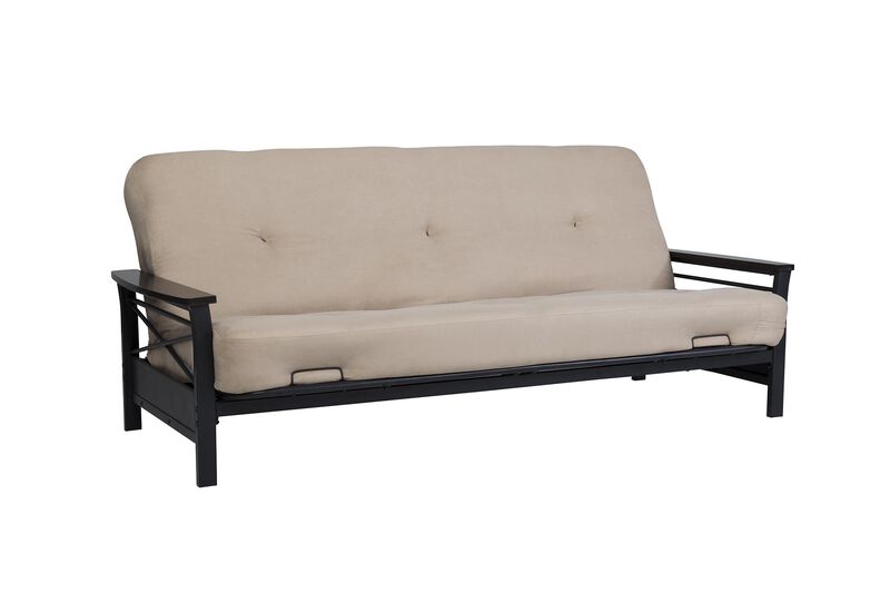 Natalie Metal Futon Frame with Wood Armrests